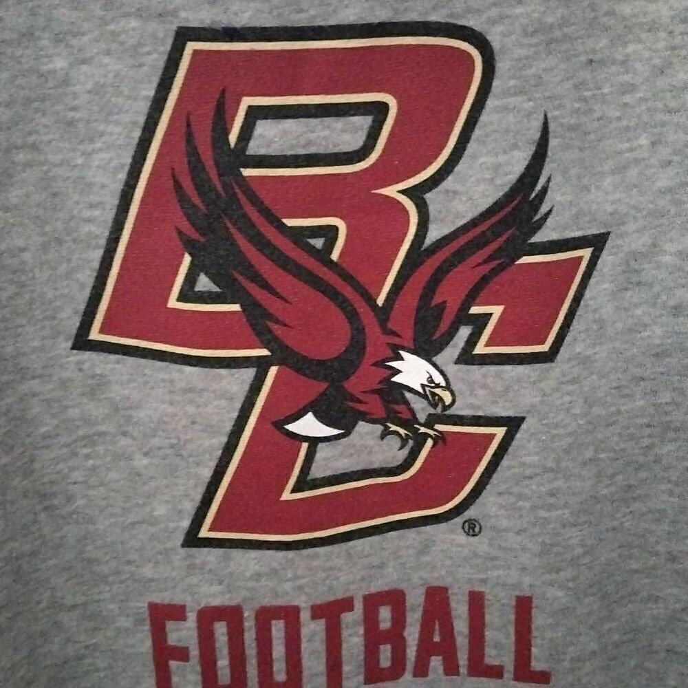 adidas Gray Tee with Maroon and Black Boston College Eagle Logo
